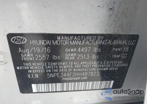 2017 Hyundai Sonata Sport from USA, damaged, VIN 5NPE34AF2HH487823